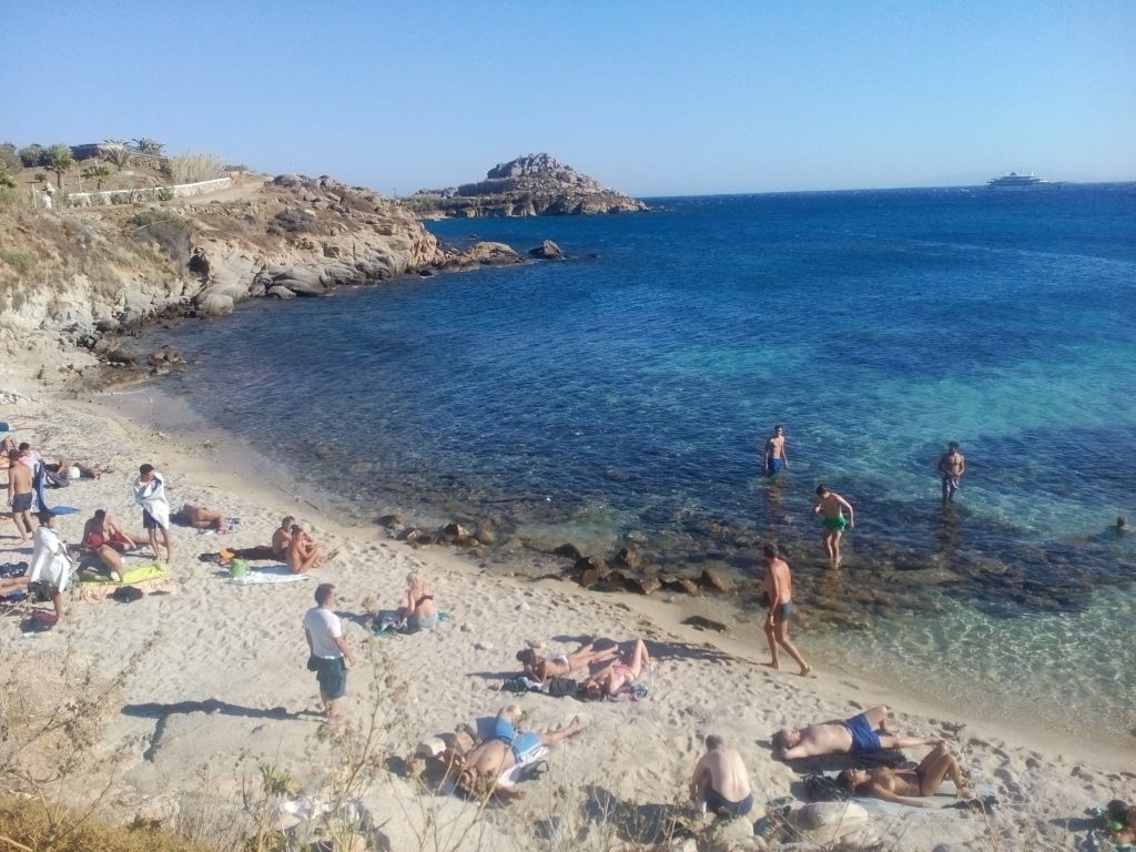Public beach located between Platis Gialos and Paranga beach in Mykonos