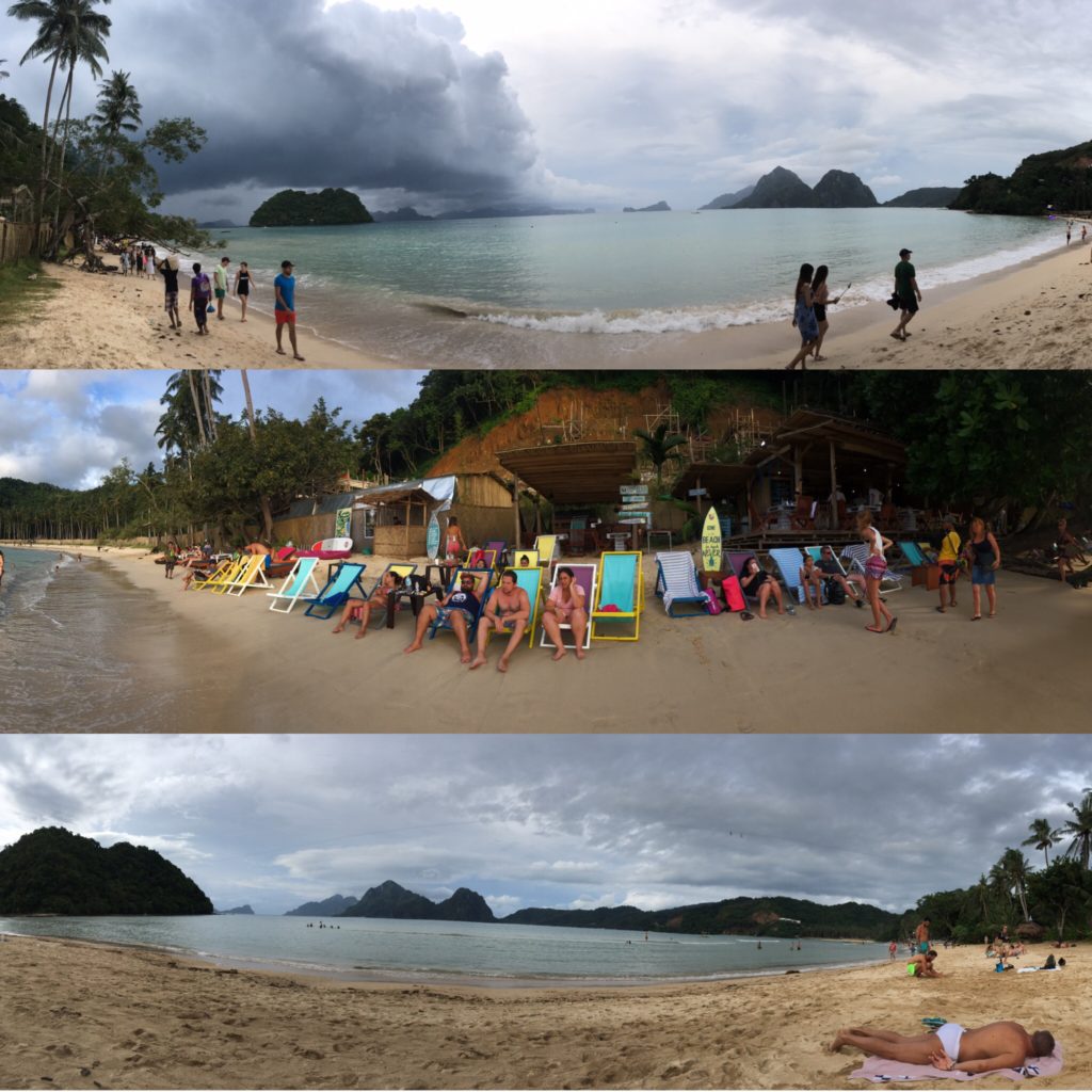 A photo collage of 3 Panorama shots - Photo of Las Cabanas Beach at El-Nido, The Philippines by Passainte Assem
