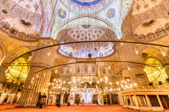 The Blue Mosque - Sultanahmet from inside via shutterstock