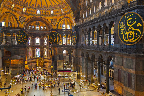 Hagia Sophia Church/Mosque from inside via shutterstock